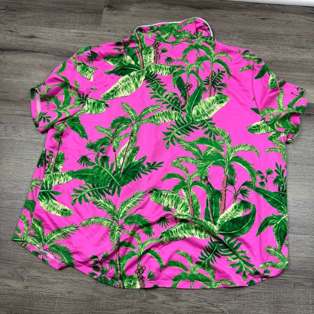 Room Service PJ Pajama Set Pink & Green Palm XXL Cozy Soft Loungewear Tropical - Picture 9 of 12